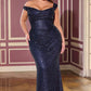 Vestido de noche formal ajustado con lentejuelas brillantes, cuello drapeado sin tirantes Ladivine CD396