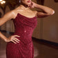Vestido de noche formal ajustado con lentejuelas brillantes, cuello drapeado sin tirantes Ladivine CD396
