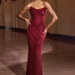 Vestido de noche formal ajustado con lentejuelas brillantes, cuello drapeado sin tirantes Ladivine CD396