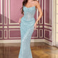 Vestido de noche formal ajustado con lentejuelas brillantes, cuello drapeado sin tirantes Ladivine CD396