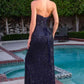 Vestido de noche formal ajustado con lentejuelas brillantes, cuello drapeado sin tirantes Ladivine CD396