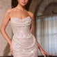 Vestido de noche formal ajustado con lentejuelas brillantes, cuello drapeado sin tirantes Ladivine CD396