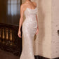 Vestido de noche formal ajustado con lentejuelas brillantes, cuello drapeado sin tirantes Ladivine CD396