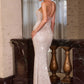 Vestido de noche formal ajustado con lentejuelas brillantes, cuello drapeado sin tirantes Ladivine CD396