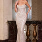Vestido de noche formal ajustado con lentejuelas brillantes, cuello drapeado sin tirantes Ladivine CD396