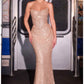 Vestido de noche formal ajustado con lentejuelas brillantes, cuello drapeado sin tirantes Ladivine CD396