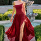 Vestido Ladivine CD409 de Gasa Luminiscente Fluida con Un Hombro y Corte en A