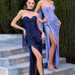 Ladivine CD411 Vestido de gala ajustado con escote corazón sin tirantes y detalle plisado