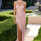 Ladivine CD411 Vestido de gala ajustado con escote corazón sin tirantes y detalle plisado