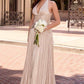 Ladivine CD412 Elegante vestido largo de gala con escote halter pronunciado y falda fluida en A