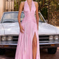 Ladivine CD412 Elegante vestido largo de gala con escote halter pronunciado y falda fluida en A