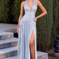 Ladivine CD412 Elegante vestido largo de gala con escote halter pronunciado y falda fluida en A
