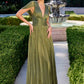 Ladivine CD413 Ethereal Shimmering Pleated Chiffon A-Line Gown