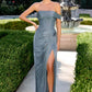 Ladivine CD416 Off Shoulder Pleated Luminescent Chiffon Fitted Gown