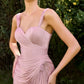Vestido ajustado de gasa luminiscente plisado con hombros descubiertos Ladivine CD417