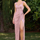 Vestido ajustado de gasa luminiscente plisado con hombros descubiertos Ladivine CD417