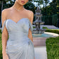 Vestido ajustado de gasa luminiscente plisado con hombros descubiertos Ladivine CD417
