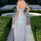 Vestido ajustado de gasa luminiscente plisado con hombros descubiertos Ladivine CD417