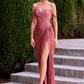 Vestido ajustado de gasa luminiscente plisado con hombros descubiertos Ladivine CD417