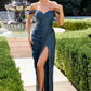 Vestido ajustado de gasa luminiscente plisado con hombros descubiertos Ladivine CD417