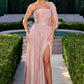 CLEARANCE - Ladivine CD418 One Shoulder A-Line Pleated Luminescent Chiffon Gown (Size 16)