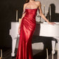 Ladivine CD420 One Shoulder Luxe Shimmer Glitter Stretch Fitted Gown