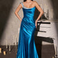 Ladivine CD420 One Shoulder Luxe Shimmer Glitter Stretch Fitted Gown