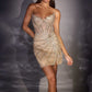 Ladivine CD646 Sculpted Boned Corset Bodice Fitted Mini Dress