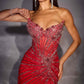 Ladivine CD646 Sculpted Boned Corset Bodice Fitted Mini Dress