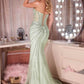 Ladivine CD660 Glamuroso Vestido Ajustado con Corsé Ilusión, Escote Pronunciado y Cola