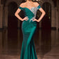 Ladivine CD667 Classic Hollywood Off Shoulder Fitted Stretch Satin Gown