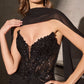 Ladivine CD673 Cautivador Vestido Largo Acampanado sin Tirantes