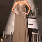 Ladivine CD673 Cautivador Vestido Largo Acampanado sin Tirantes