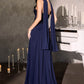 Ladivine CD673 Cautivador Vestido Largo Acampanado sin Tirantes