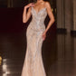 Ladivine CD674 Sculpted Silhouette Sparkling Sequin Soft Tulle Fitted Gown