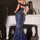 Ladivine CD674 Sculpted Silhouette Sparkling Sequin Soft Tulle Fitted Gown