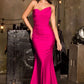 Vestido de Noche Sirena con Escote Corazón sin Tirantes en Satén Elástico Atemporal Ladivine CD676