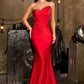 Vestido de Noche Sirena con Escote Corazón sin Tirantes en Satén Elástico Atemporal Ladivine CD676