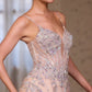 Ladivine CD681 Radiant Fitted Plunging Neckline Red Carpet Ready Gown