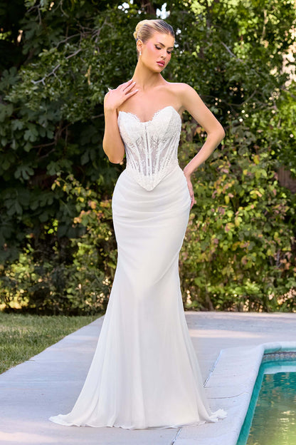 Vestido de novia moderno ajustado sin tirantes Ladivine CD683W