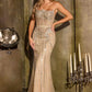 Ladivine CD684 Impresionante vestido ajustado sin tirantes con motivos lineales y abalorios