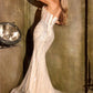 Ladivine CD684 Impresionante vestido ajustado sin tirantes con motivos lineales y abalorios
