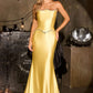 Ladivine CD687 Sleek Satin Fitted Strapless Gown Lace up Corset