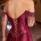 Ladivine CD688 Luxurious Stretch Satin Off Shoulder Fitted Evening Gown
