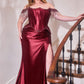 Ladivine CD688 Luxurious Stretch Satin Off Shoulder Fitted Evening Gown