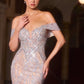 Vestido de noche ajustado con hombros descubiertos, escote corazón y cristales Ladivine CD693