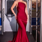 Vestido de Noche Ajustado Ladivine CD694 Luxe de Satén Elástico