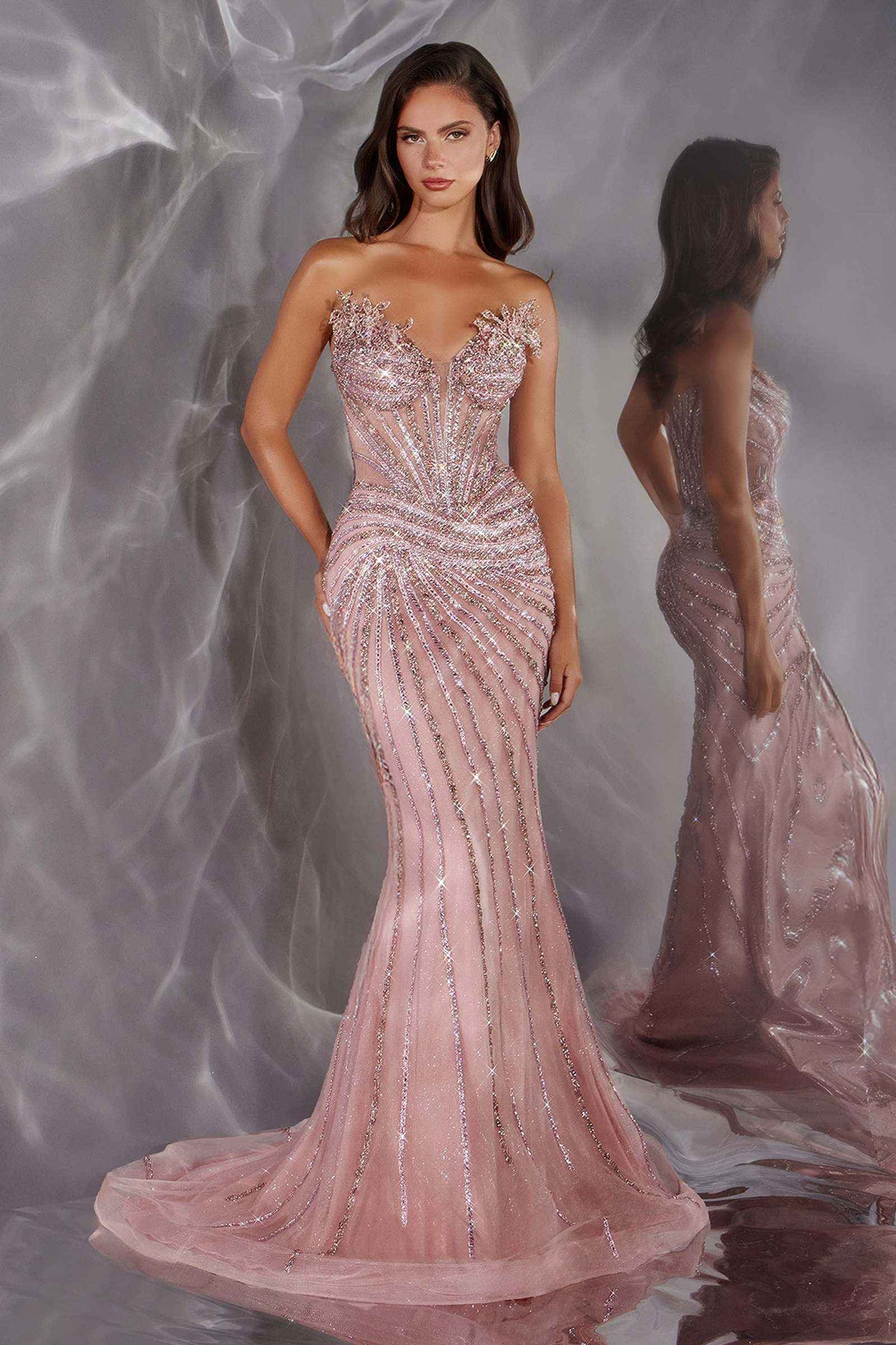 Vestido de sirena ajustado de gala Ladivine CD715