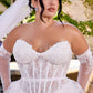 Ladivine CD717W Strapless A-Line Gown Lace Applique Tulle Skirt