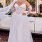 Ladivine CD717W Strapless A-Line Gown Lace Applique Tulle Skirt